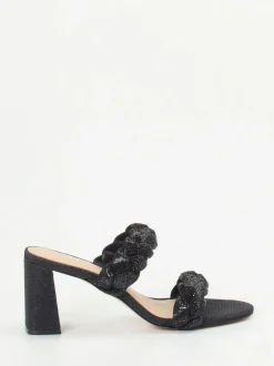 Ralph Harrison – High Heel Mules aus Textil in Schwarz