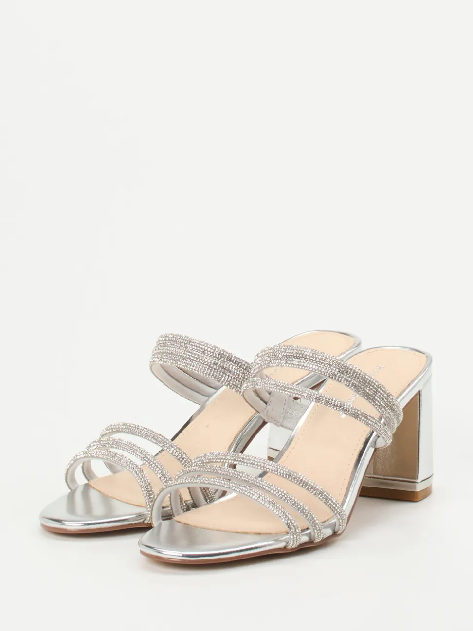 Ralph Harrison – High Heel Mules aus Metallicleder Silber