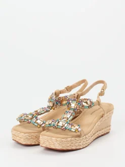 Ralph Harrison – Keilsandalette aus Veloursleder beige
