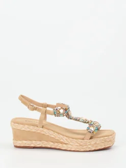 Ralph Harrison – Keilsandalette aus Veloursleder beige
