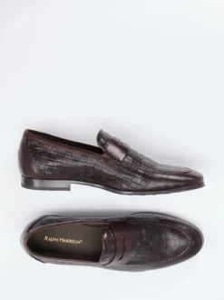 Ralph Harrison – Loafer aus geprägtem Leder Dunkelbraun