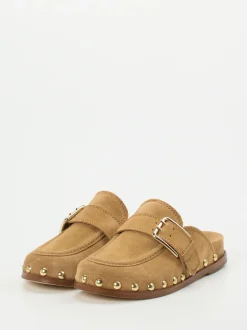 Ralph Harrison – Loafer-Mules aus Veloursleder Sandbeige