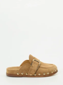 Ralph Harrison – Loafer-Mules aus Veloursleder Sandbeige