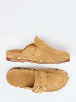 Ralph Harrison – Loafer-Mules aus Veloursleder Sandbeige
