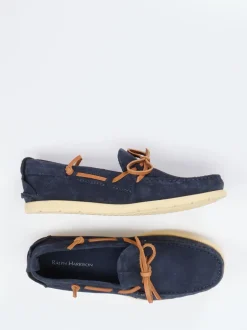 Ralph Harrison – Mokassin-Slipper aus Veloursleder Blau
