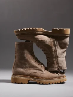Ralph Harrison – Schnürstiefelette aus Veloursleder Sand