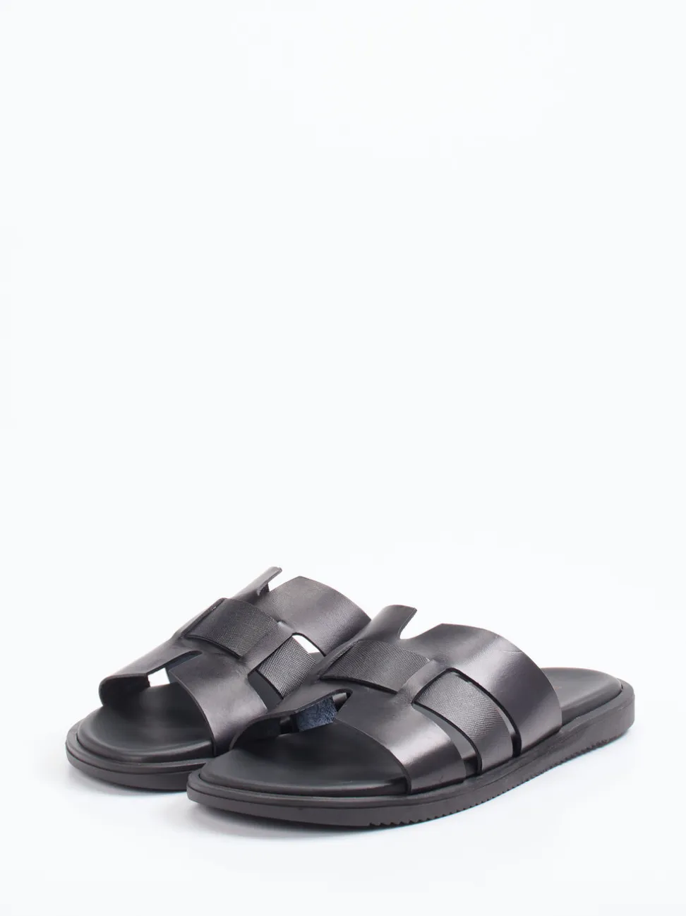 Ralph Harrison – Slides aus Kalbleder in Schwarz
