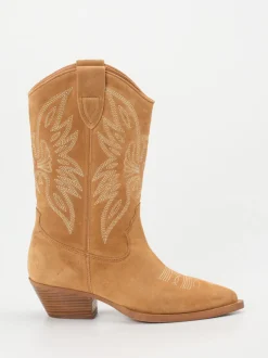 Ralph Harrison – Westernstiefel aus Veloursleder cognac