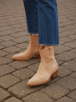 Ralph Harrison – Western-Stiefeletten aus Veloursleder Beige