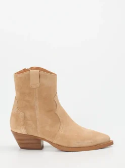 Ralph Harrison – Western-Stiefeletten aus Veloursleder Beige