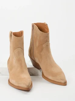 Ralph Harrison – Western-Stiefeletten aus Veloursleder Beige