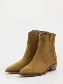 Ralph Harrison – Western-Stiefelette aus Veloursleder Cognac