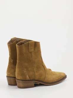 Ralph Harrison – Western-Stiefelette aus Veloursleder Cognac
