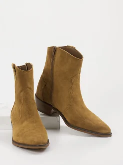 Ralph Harrison – Western-Stiefelette aus Veloursleder Cognac