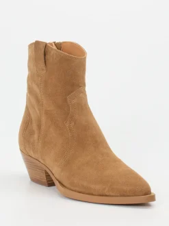 Ralph Harrison – Western-Stiefelette aus Veloursleder Cognac