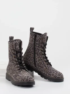 Ralph Harrison Classic – Schnürboots aus Leder Taupe Leoprint