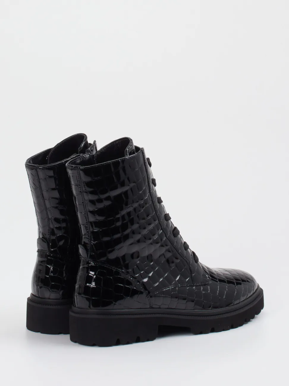 Rapid Soul – Schnürboots aus Lackleder Schwarz
