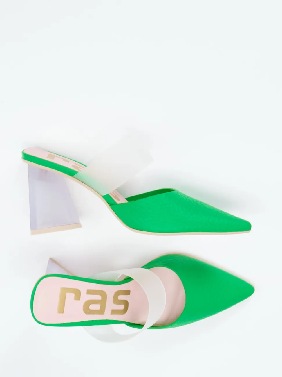 RAS – Mules aus Kalbleder mit transparentem Riemen