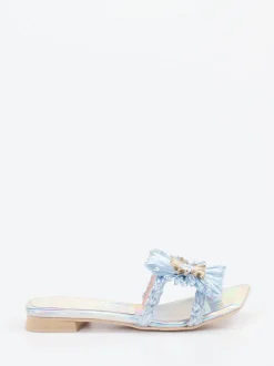 RAS – Pantolette aus Metallicleder hellblau irisierend