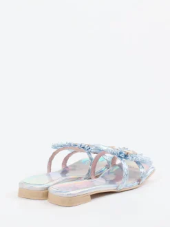 RAS – Pantolette aus Metallicleder hellblau irisierend