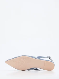 RAS – Slingback-Ballerinas aus Denim mit Strassdetails