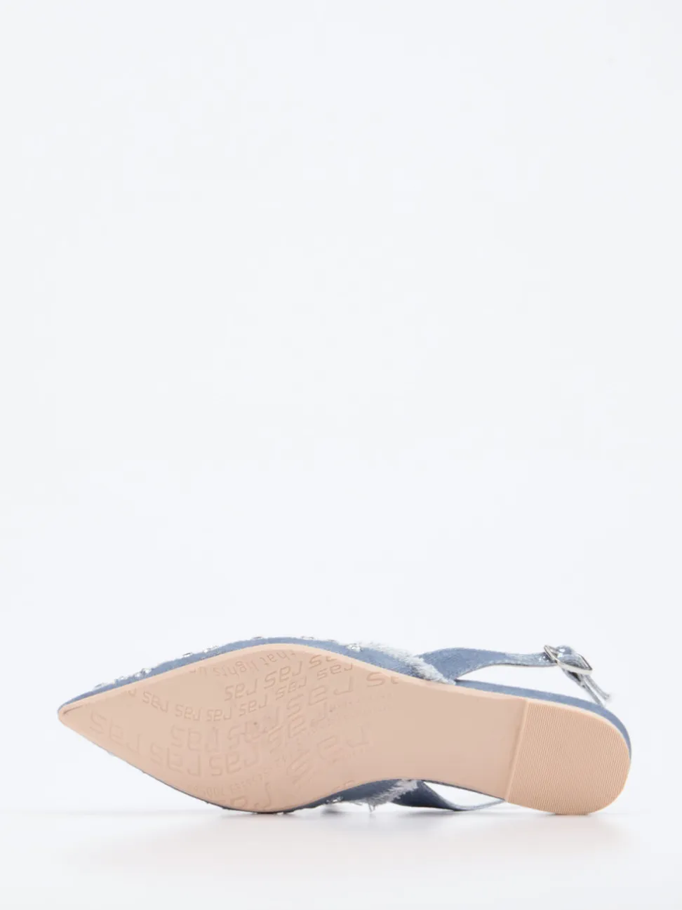 RAS – Slingback-Ballerinas aus Denim mit Strassdetails