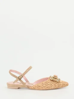 RAS – Slingback-Ballerinas aus Raffiabast beige