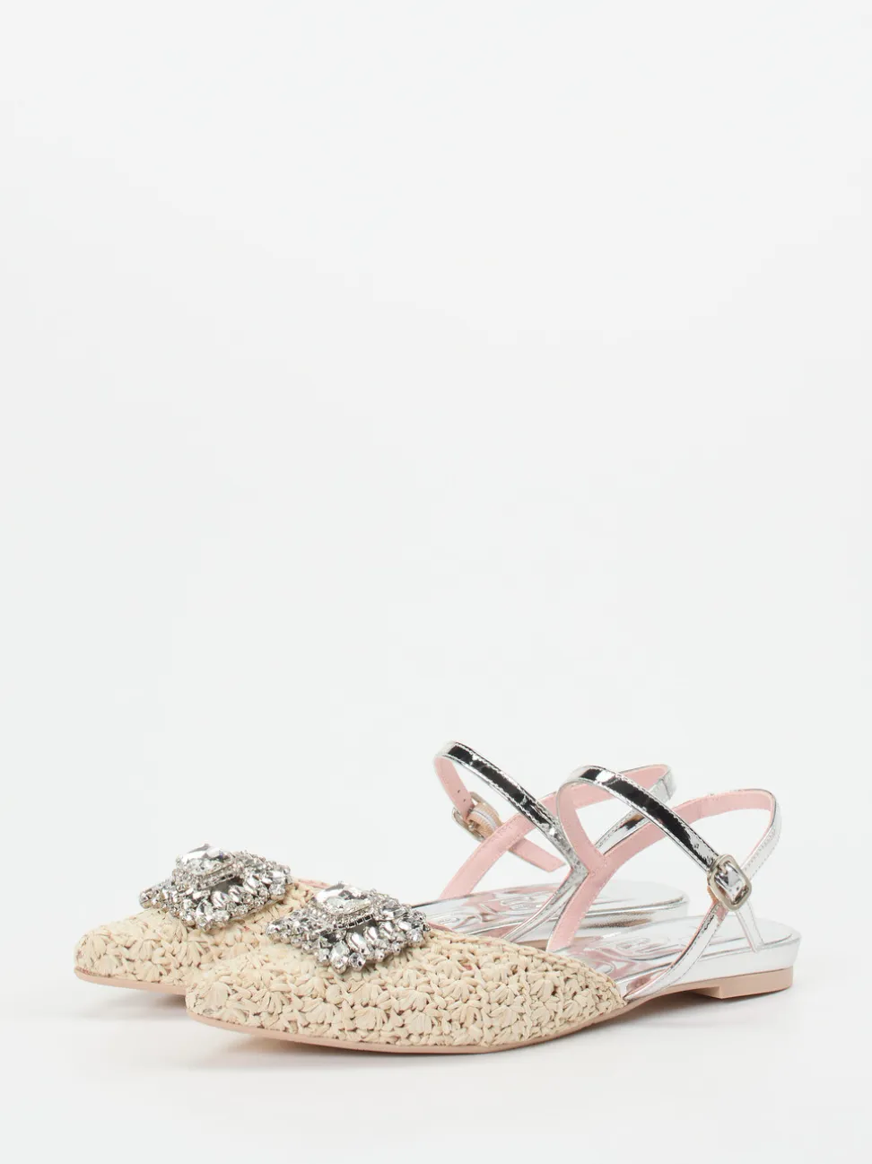 RAS – Slingback-Ballerinas aus Bastgeflecht Beige