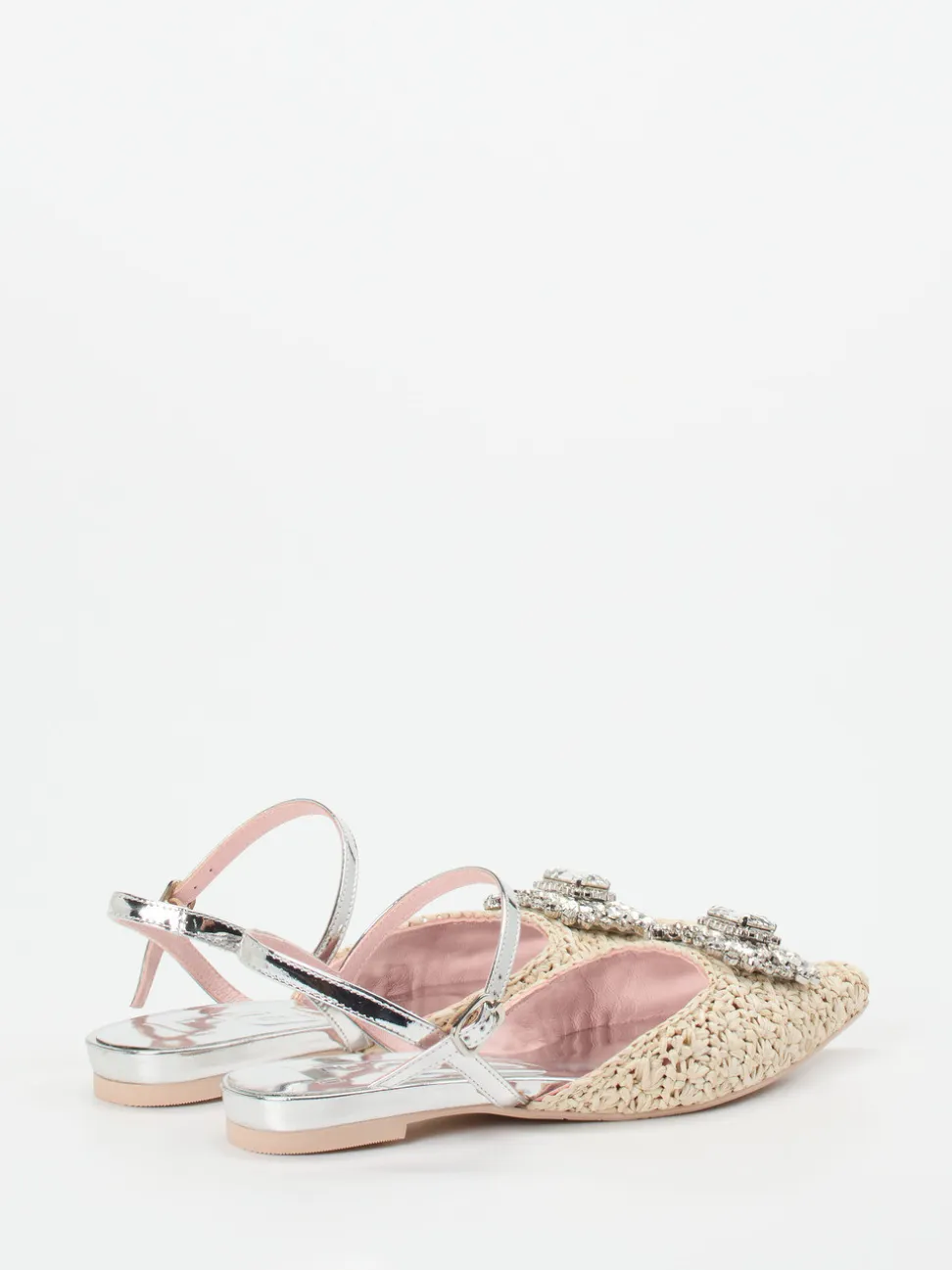 RAS – Slingback-Ballerinas aus Bastgeflecht Beige
