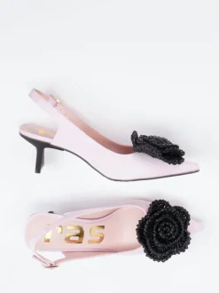 RAS – Slingback-Pumps aus Textil in Pastellrosa