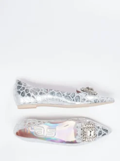 RAS – Spitzballerinas aus Metallicleder silber