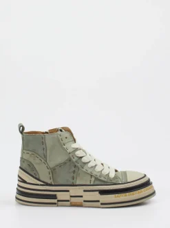 Rebecca White – High-Top Sneaker aus Veloursleder Salbeigrün