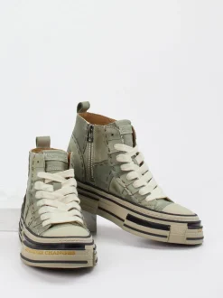 Rebecca White – High-Top Sneaker aus Veloursleder Salbeigrün