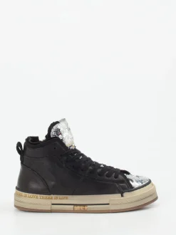 Rebecca White – High-Top Sneaker aus Metallicleder Schwarz