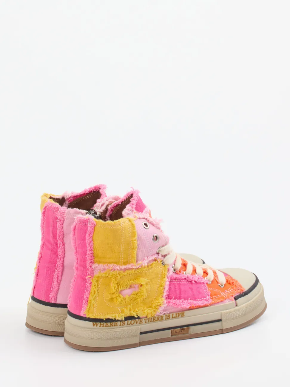 Rebecca White – High-Top Sneaker aus Textil Patchwork