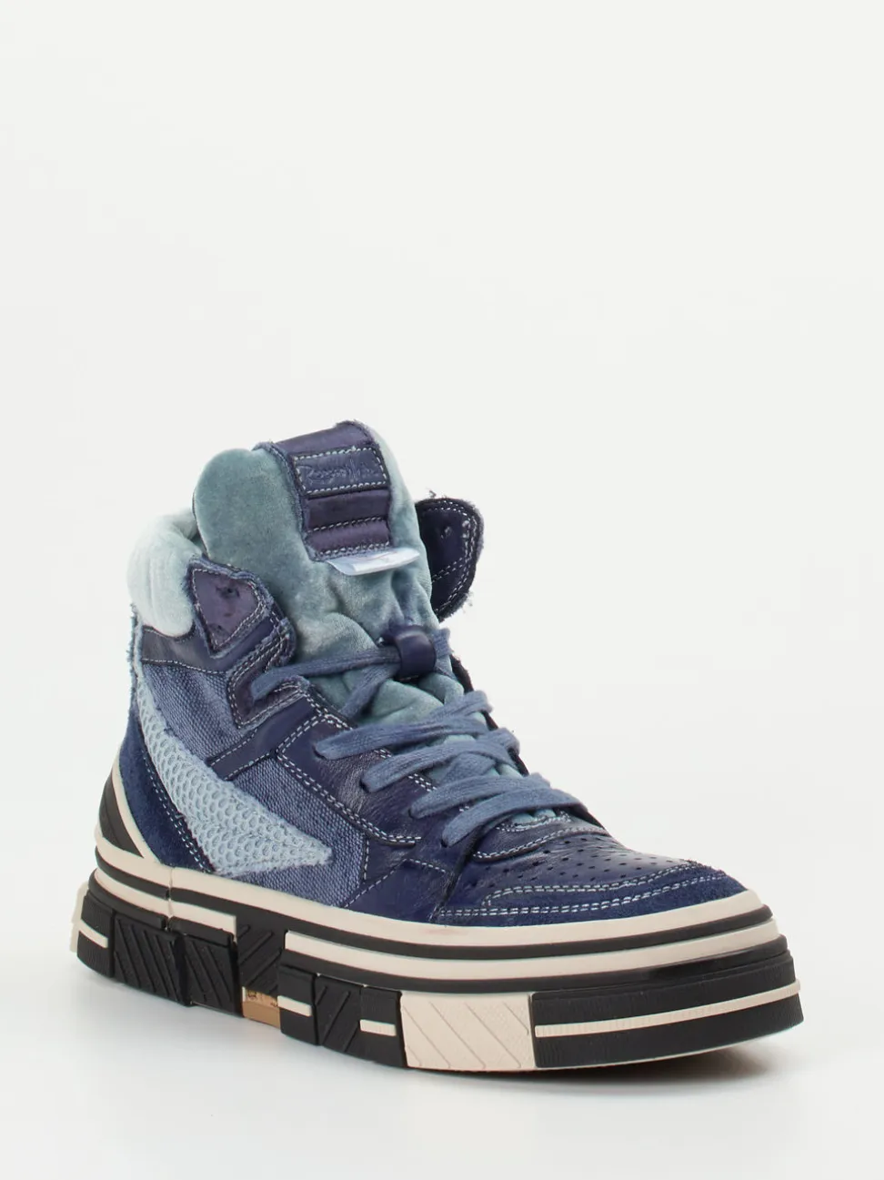 Rebecca White – High-Top Sneaker aus Kalbleder blau