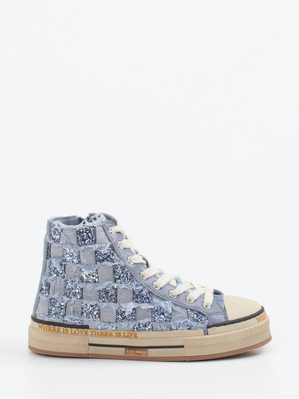 Rebecca White – High-Top Sneaker aus Denim mit Glitzer