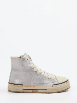 Rebecca White – High-Top Sneaker aus Metallicleder silbergrau