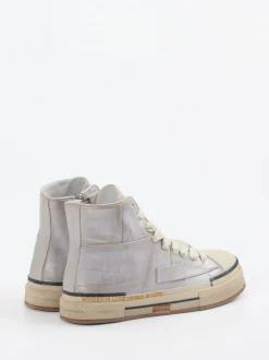 Rebecca White – High-Top Sneaker aus Metallicleder silbergrau