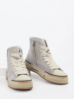 Rebecca White – High-Top Sneaker aus Metallicleder silbergrau