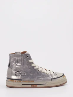 Rebecca White – High-Top Sneaker aus Metallicleder silber