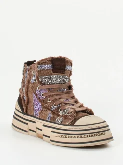 Rebecca White – High-Top Sneaker aus Textil mit Glitzer