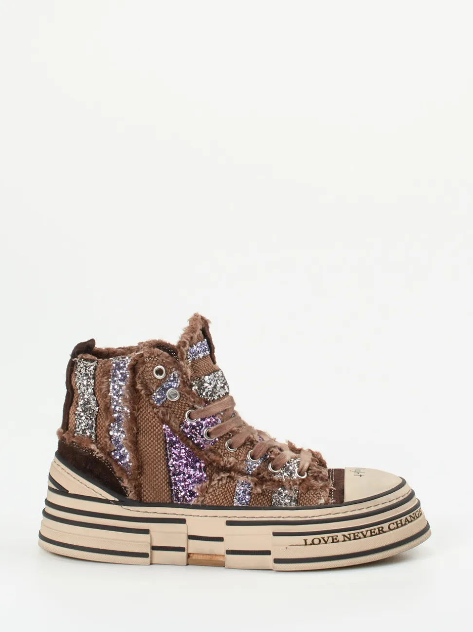 Rebecca White – High-Top Sneaker aus Textil mit Glitzer