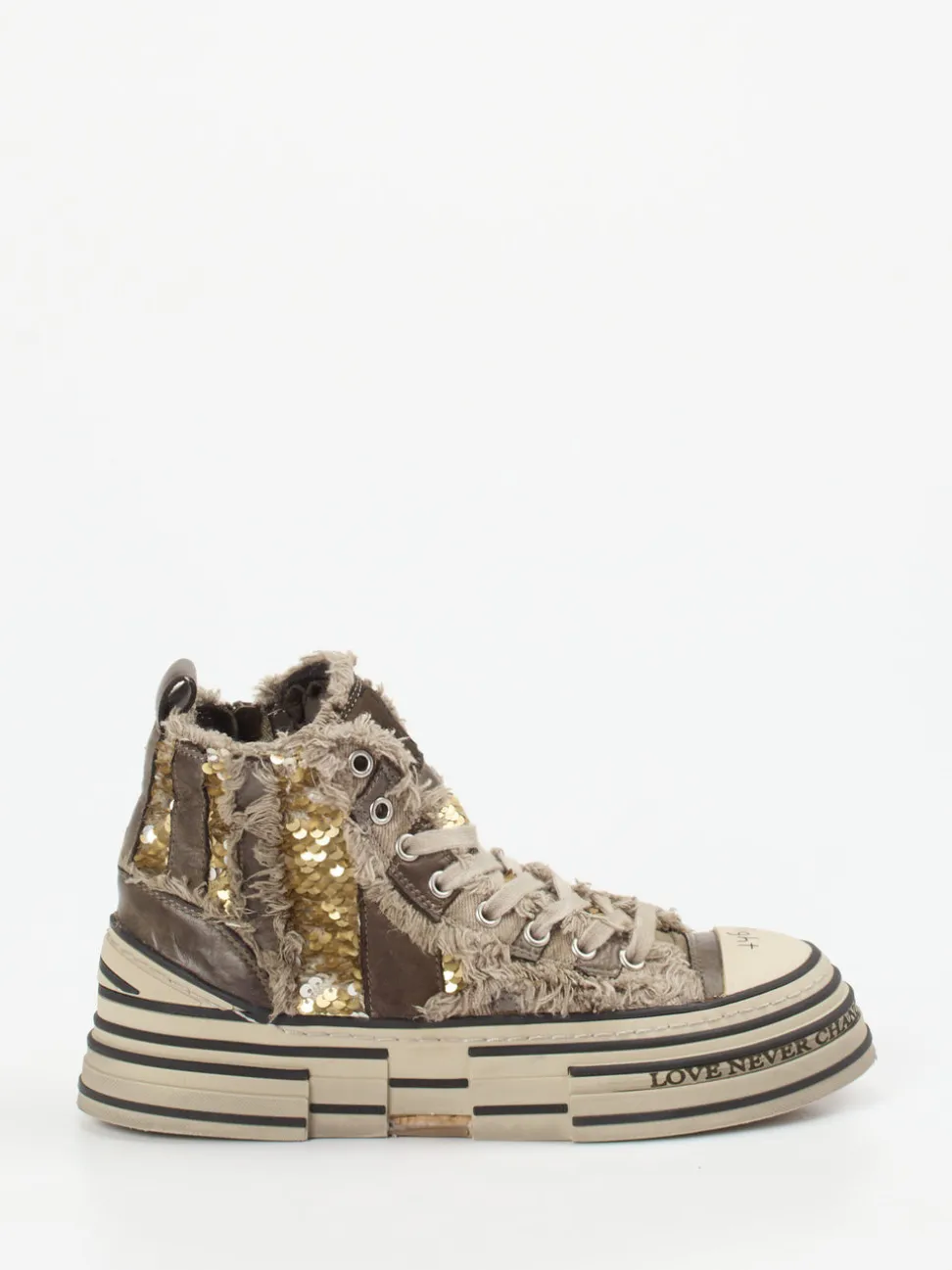 Rebecca White – High-Top Sneaker aus Textil mit Pailletten