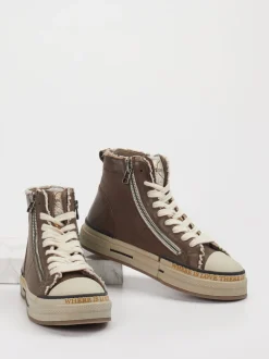 Rebecca White – High-Top Sneaker aus Leder altrosa