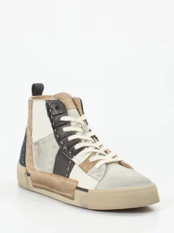Rebecca White – High-Top Sneaker aus Veloursleder Patchwork