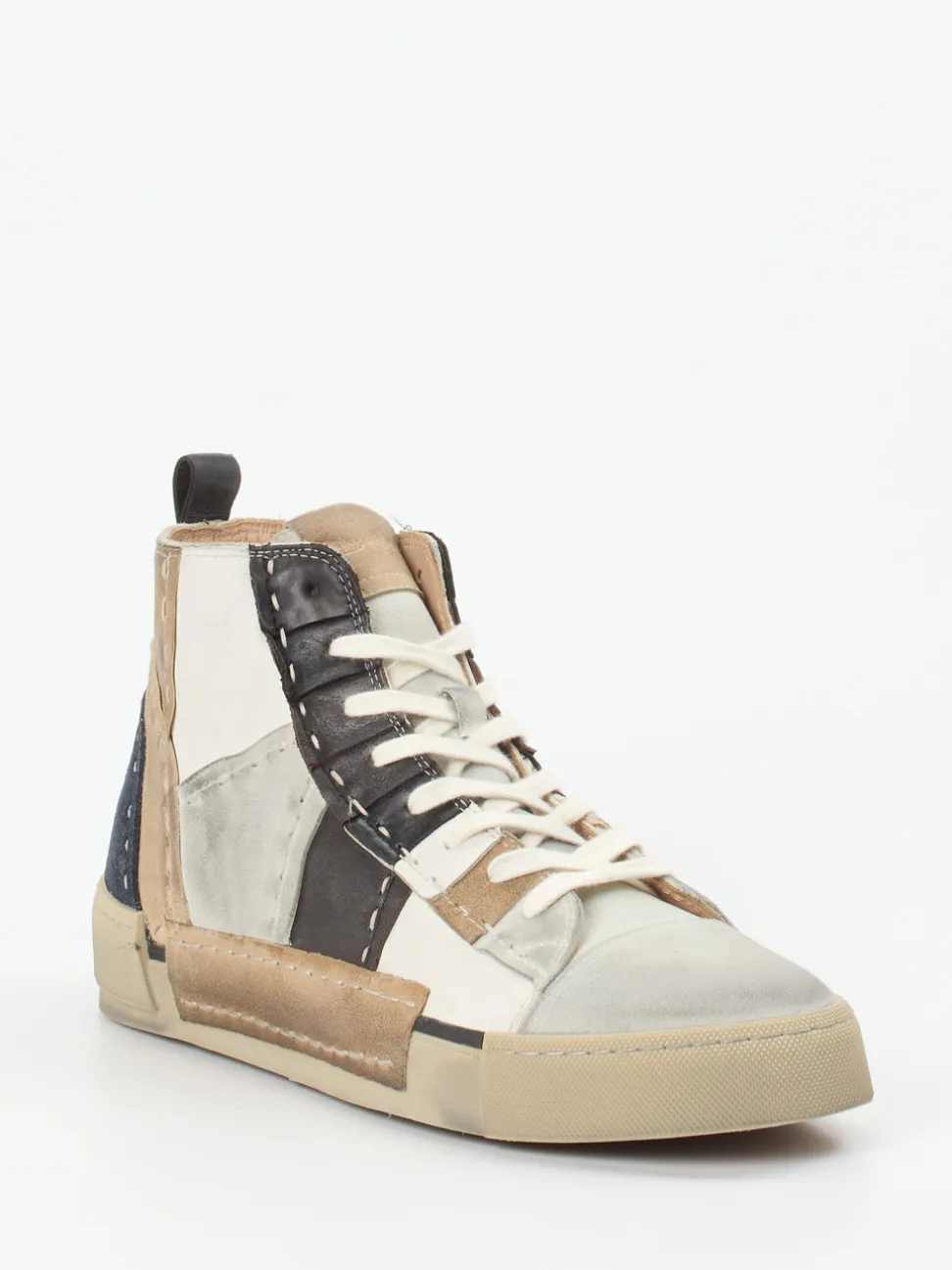 Rebecca White – High-Top Sneaker aus Veloursleder Patchwork