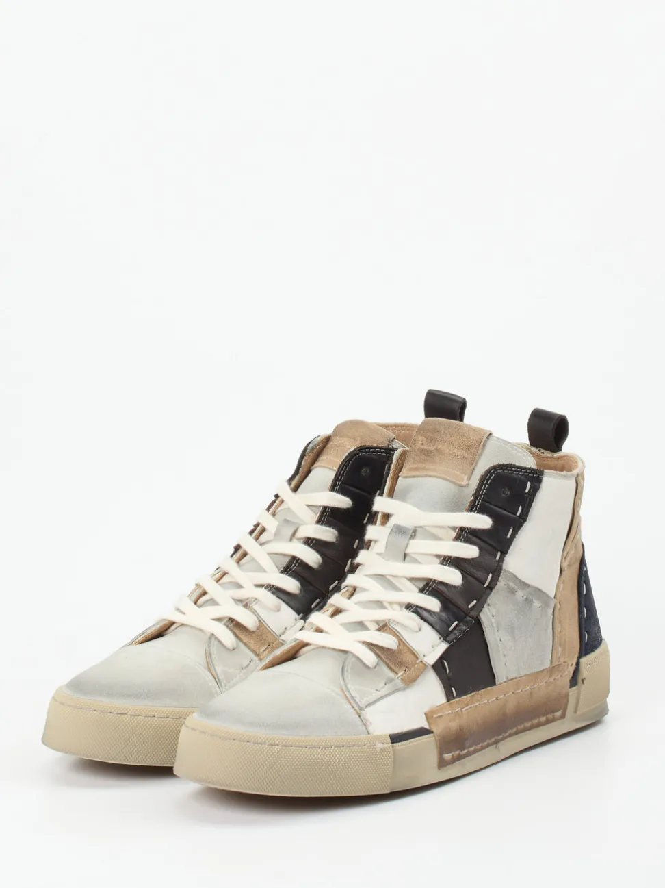Rebecca White – High-Top Sneaker aus Veloursleder Patchwork