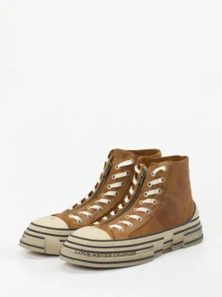 Rebecca White – High-Top Sneaker aus Veloursleder cognac