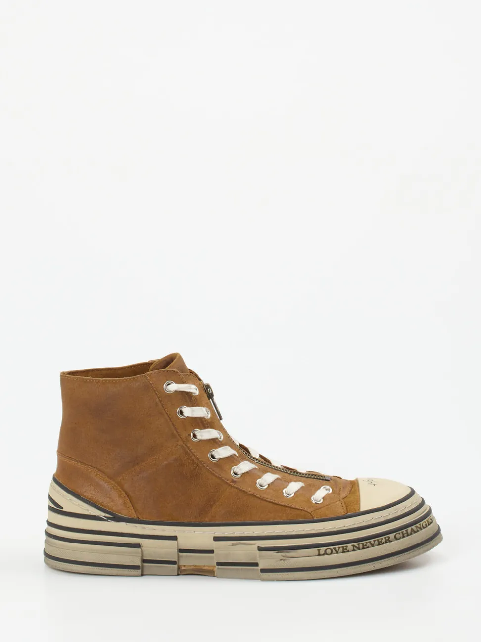 Rebecca White – High-Top Sneaker aus Veloursleder cognac
